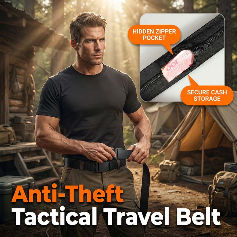 Tactical Travel Belt with Hidden Money Pocket-2 PCS