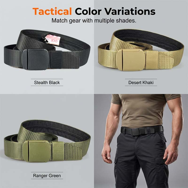 Tactical Travel Belt with Hidden Money Pocket-2 PCS