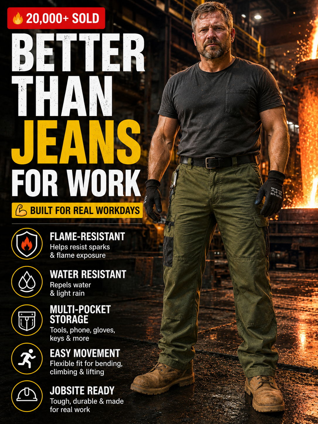 Men's Multi-Pocket Tactical Work Pants - image 1