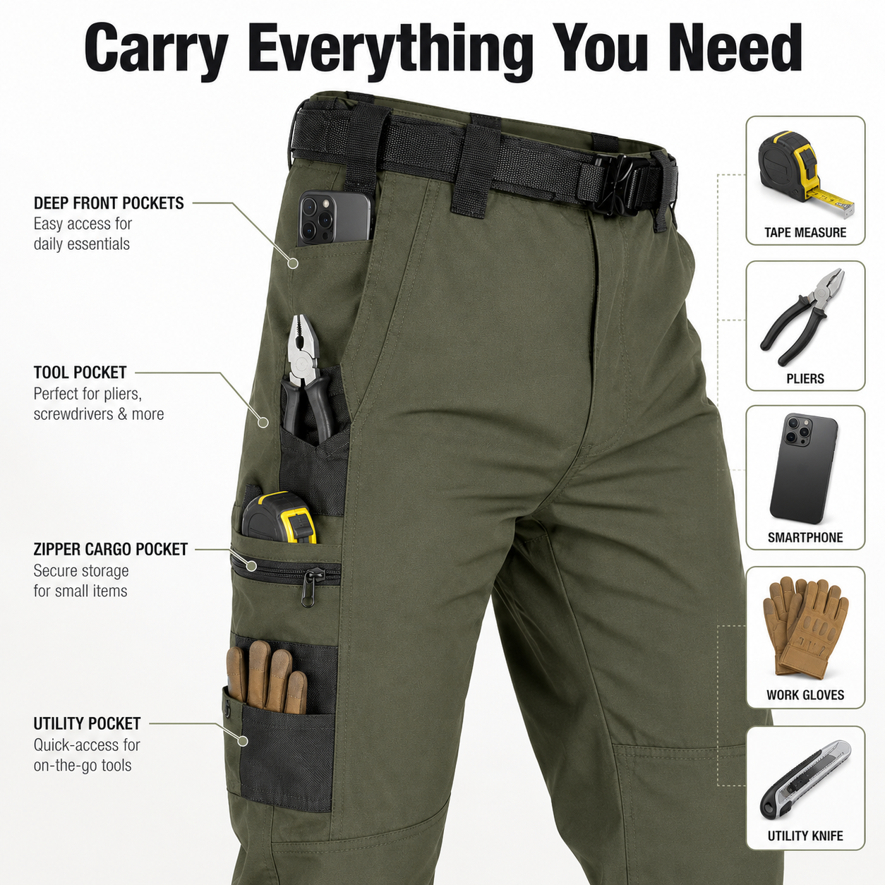 Men's Multi-Pocket Tactical Work Pants - image 4