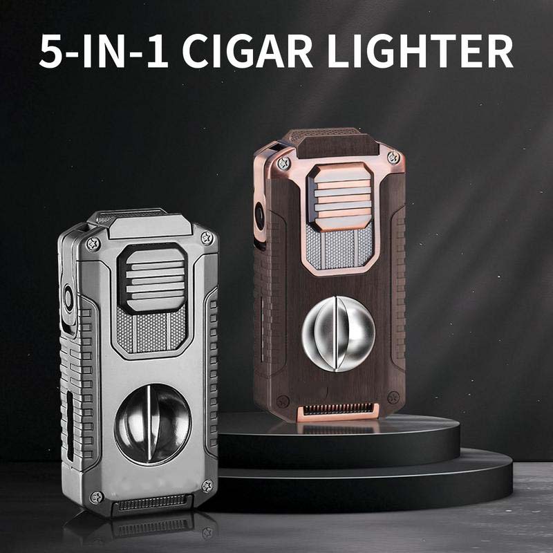 5-in-1 Refillable Cigar Torch Lighter with Cutter - image 2