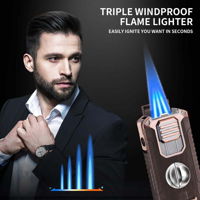 5-in-1 Refillable Cigar Torch Lighter with Cutter - image 4