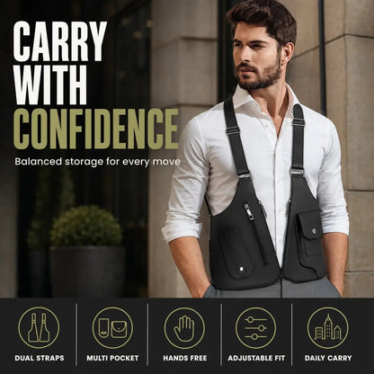 Men's Outdoor Leather Sports Chest Bag
