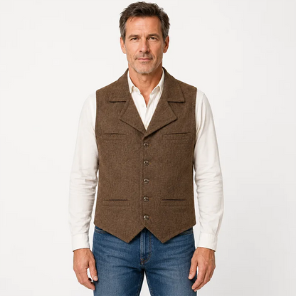 Men’s Vintage Herringbone Tweed Vest