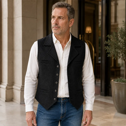Men’s Vintage Herringbone Tweed Vest