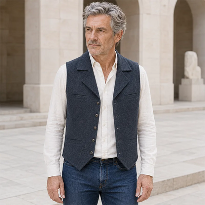 Men’s Vintage Herringbone Tweed Vest