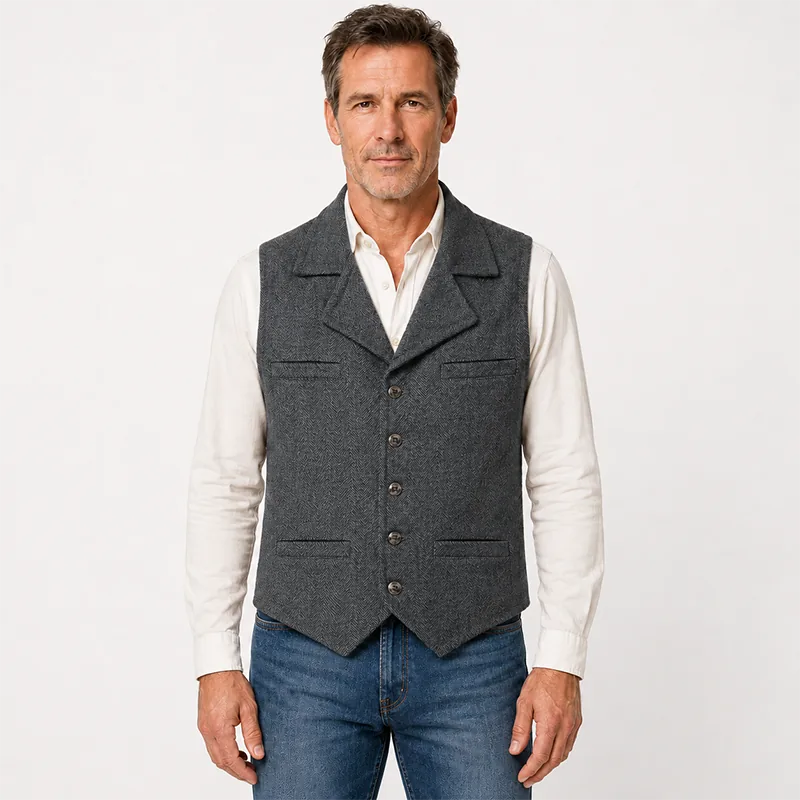 Men’s Vintage Herringbone Tweed Vest