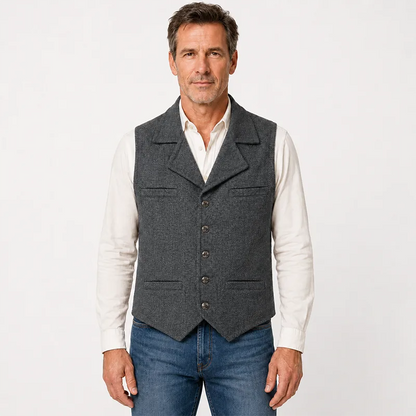 Men’s Vintage Herringbone Tweed Vest