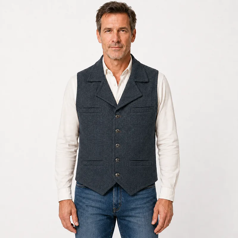 Men’s Vintage Herringbone Tweed Vest