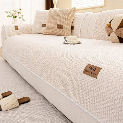 Plush Bubble-Fleece Non-Slip Sofa Cover