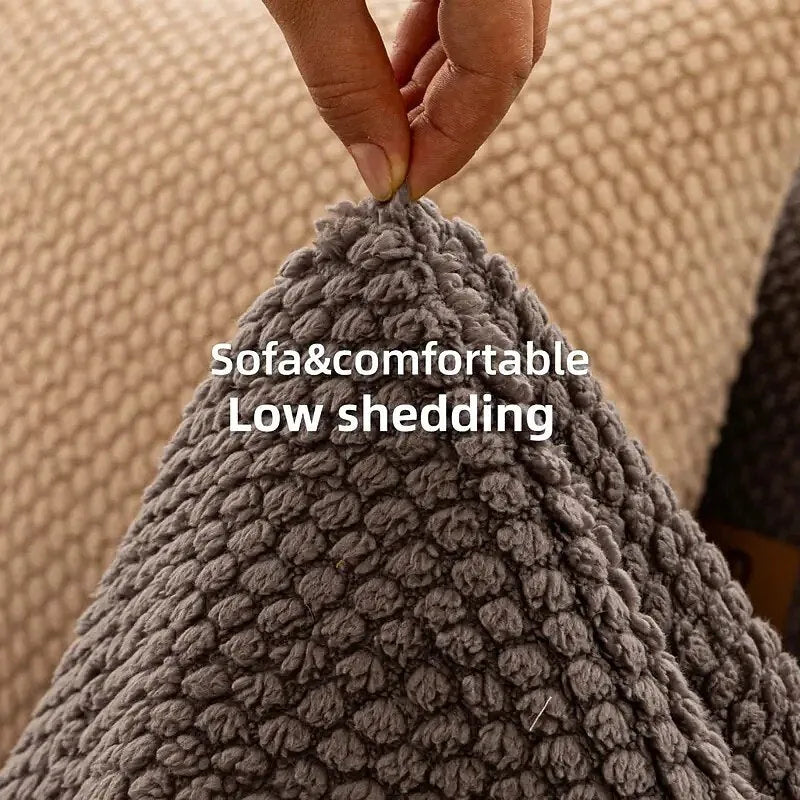 Plush Bubble-Fleece Non-Slip Sofa Cover