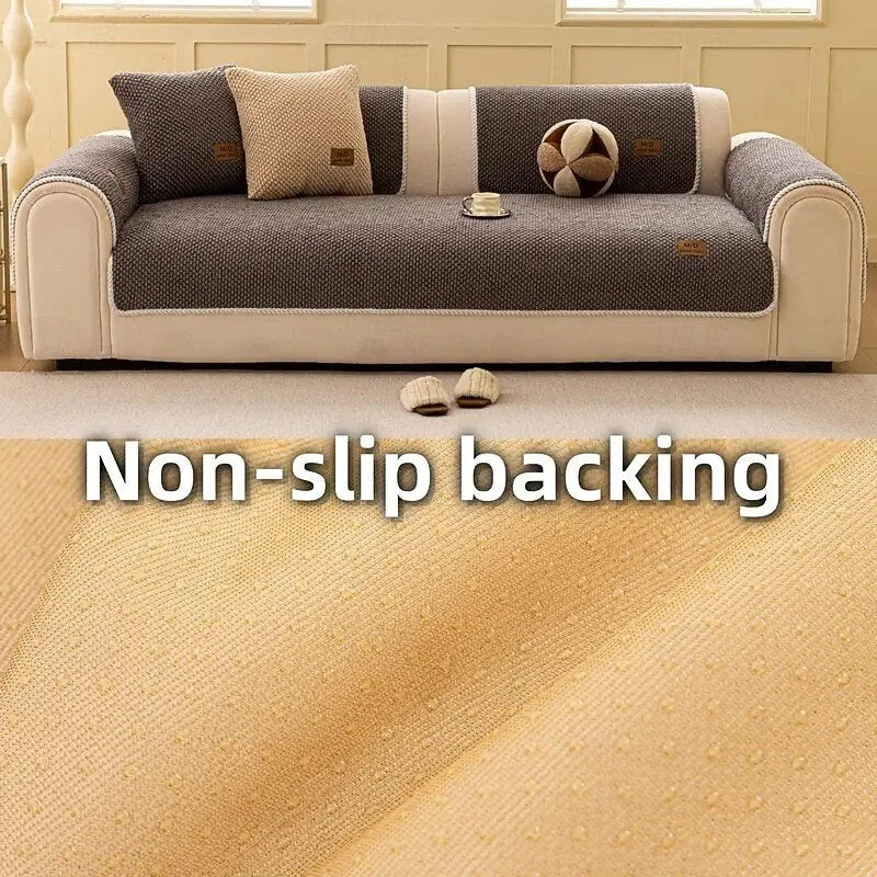Plush Bubble-Fleece Non-Slip Sofa Cover