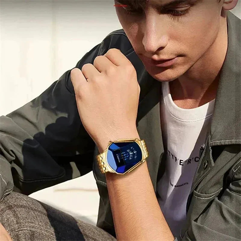 Men's Geometric Digital-Quartz Stainless Steel Watch – product image 6