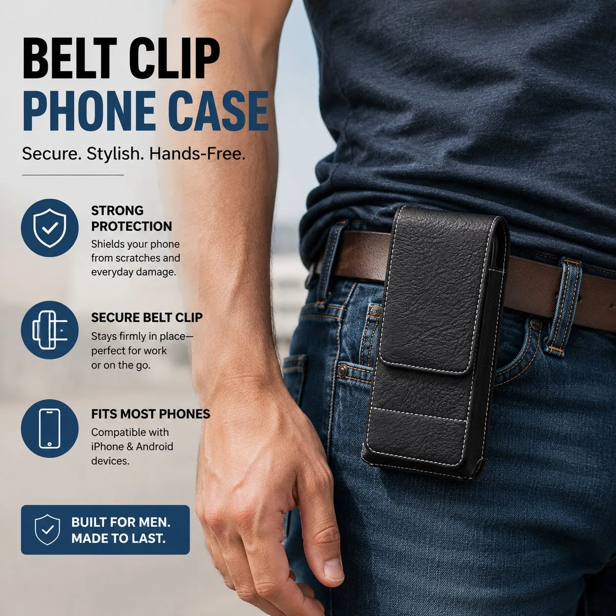 Vertical Belt Phone Pouch with Zipper Pockets – product image 5